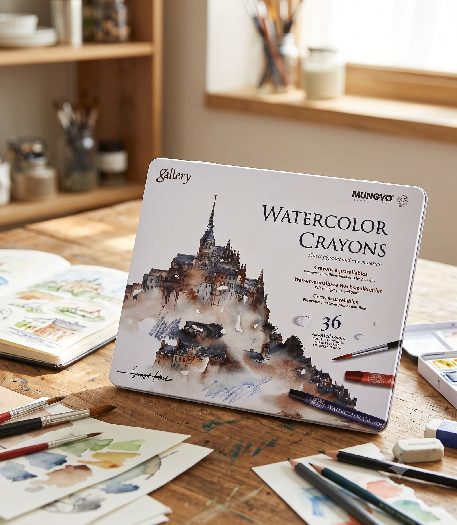 MUNGYO-Gallery-Watercolour-Crayons-01 MUNGYO Gallery Watercolour Crayons – Image 1